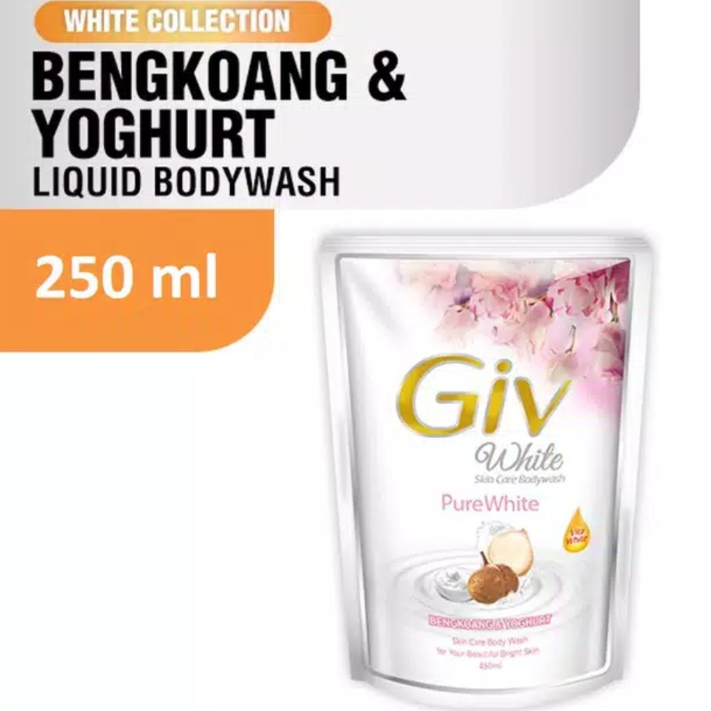 GIV white 250 mL sabun mandi cair bengkoang pepaya sakura lemon dan passion flower refill isi ulang