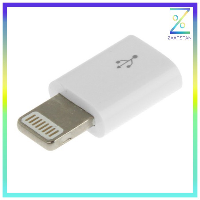 Micro USB Female to Lightning 8 Pin Adapter for iPhone - White