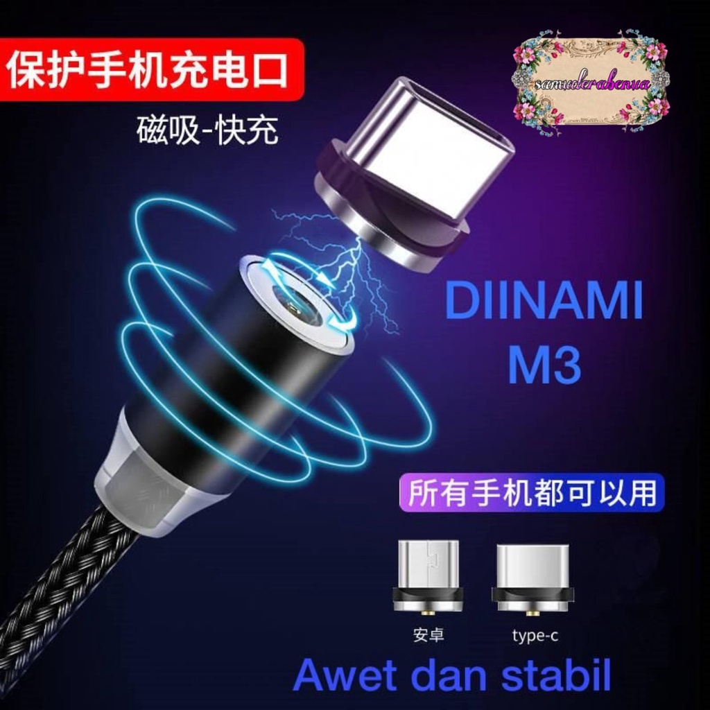 BM017 Kabel cable DIINAMI charger Cashan casan magnet magnetic 3in1 Micro iPhone tipe c fast charging 2.4A SB2816