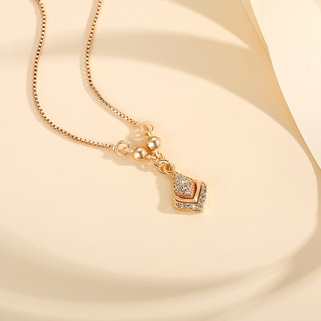 Y623 【COD】 Kalung Kristal Wanita Gold Titanium Steel Lapis Emas Anti Karat Korea Import