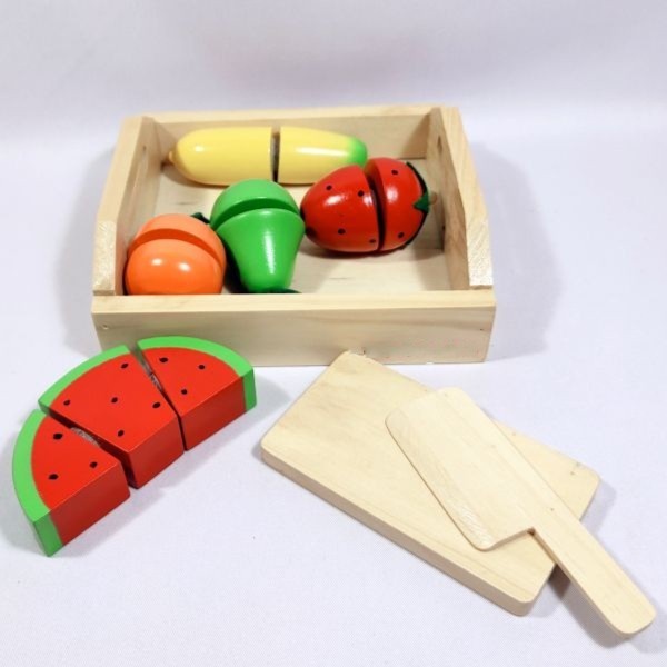 Mainan Anak Edukasi Kayu Buah Potong Wooden Cutting Food Toys Mainan Masak Masakan Anak Perempuan BUAH POTONG KAYU BOX/ Gift Kids Toys