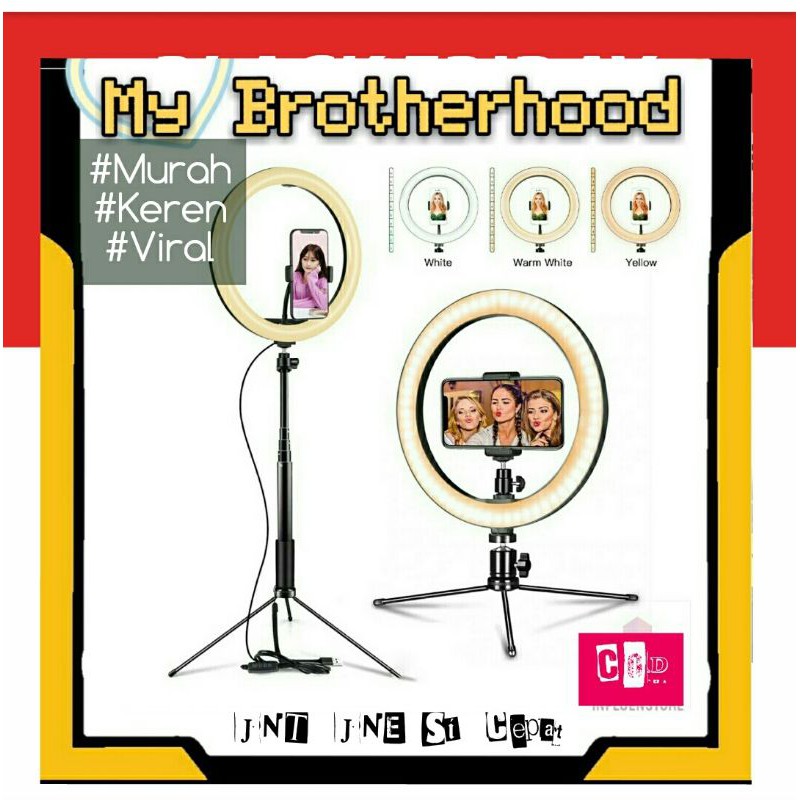 1 SET PAKET RING LIGHT 36CM + STAND LAMPU RINGLIGHT HOLDER HP 35 33 26 16 CM MAKEUP RIAS 26CM