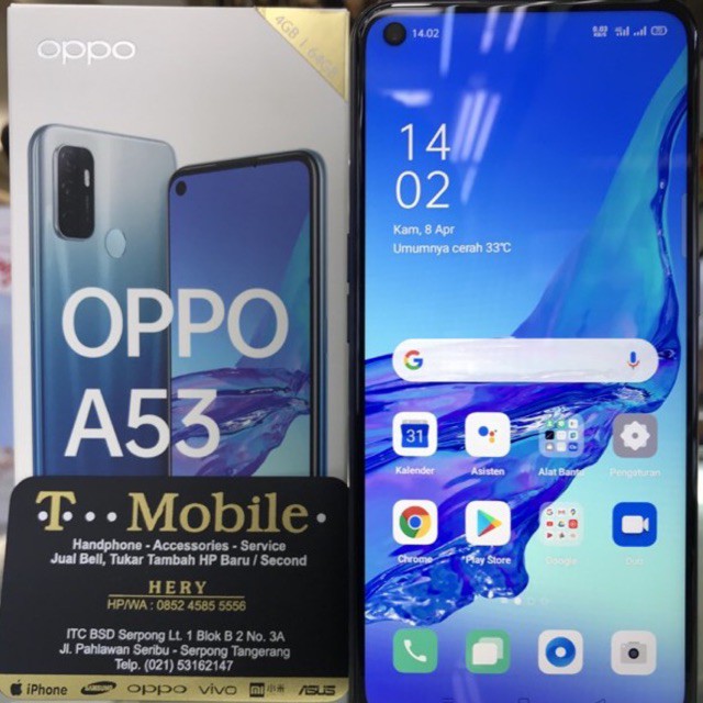 OPPO A53 RAM 4GB 64GB ELECTRIC BLACK, SECOND MULUS, FULLSET ORI, GRS RESMI