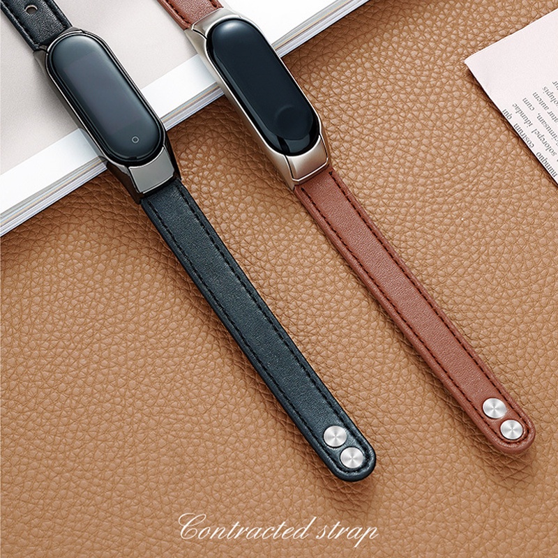 Leather Strap Mi Band 3 4 5 6 Tali Jam Pengganti