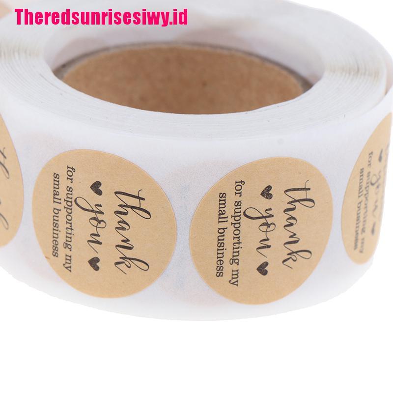 500pcs / Roll Stiker Kertas Bulat Tulisan Thank You Handmade Untuk Dekorasi