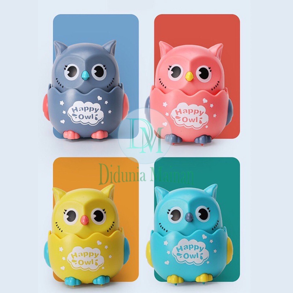 mainan edukasi anak figure burung hantu tekan jalan happy owl baby press and go