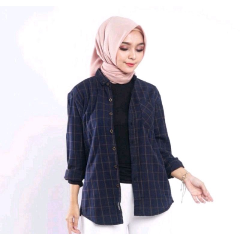 Kemeja Flanel Pria Kualitas Premium Lengan Panjang Unisex Exklusif Kemeja Kotak Kotak Pria Wanita