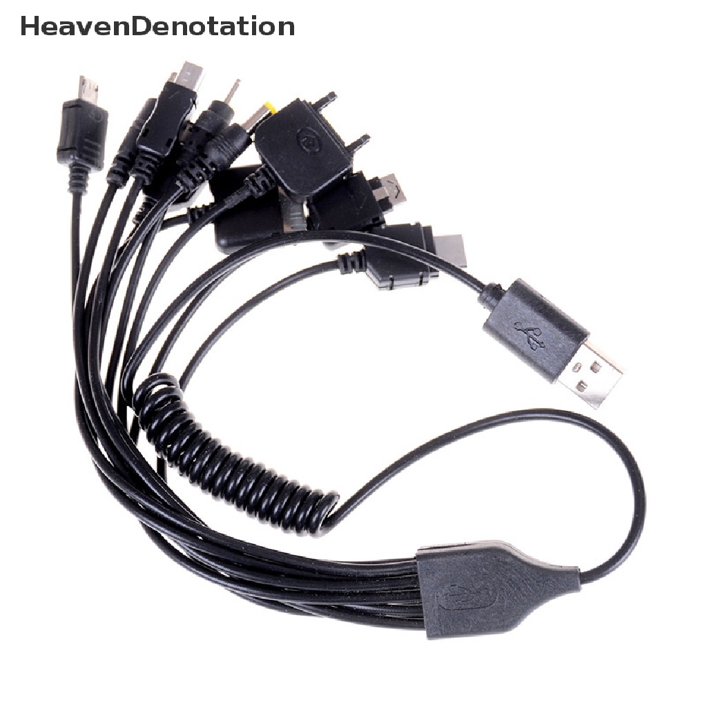 (Heavendenotation) Kabel Data / Charger Usb 10 In 1 Retractable Universal Untuk Handphone