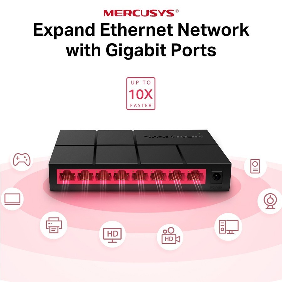 Mercusys MS108G 8-Port 10/100/1000Mbps Desktop HUB Switch