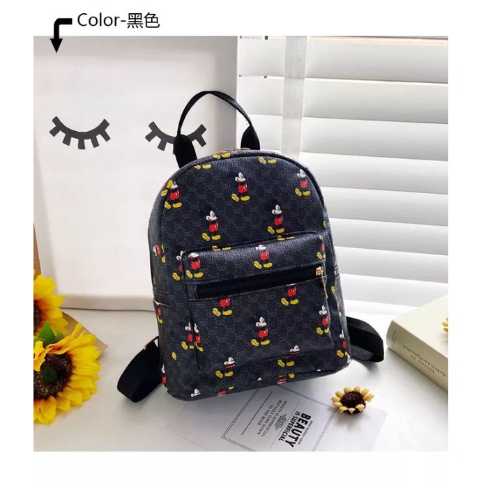 Ransel Kecil Wanita Lucu Motif Mickey Mouse Multifungsi Tas Sekolah Penggunaan Ganda untuk Remaja Perempuan Pelajar Kawaii Mini Ransel Perjalanan Ransel