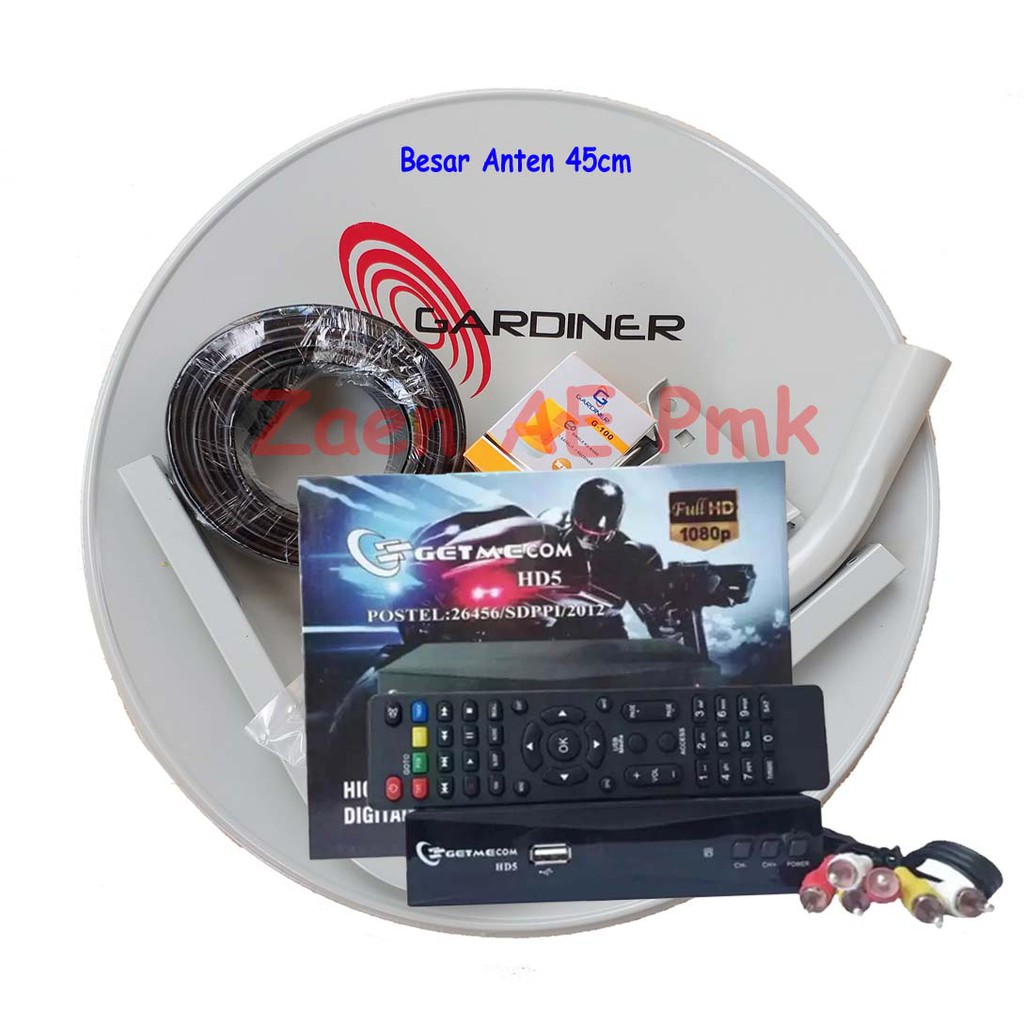 Paket Antena Parabola Mini Gardiner ODU Ninmedia Receiver Getmecom Lengkap LNB + Kabel