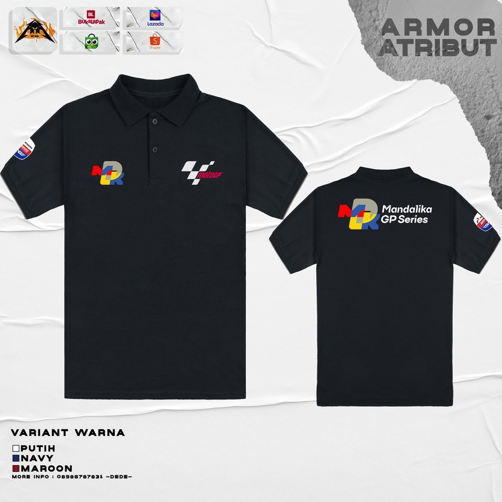 kaos kerah mandalika moto gp  mandalika gp series sablon armor atribut