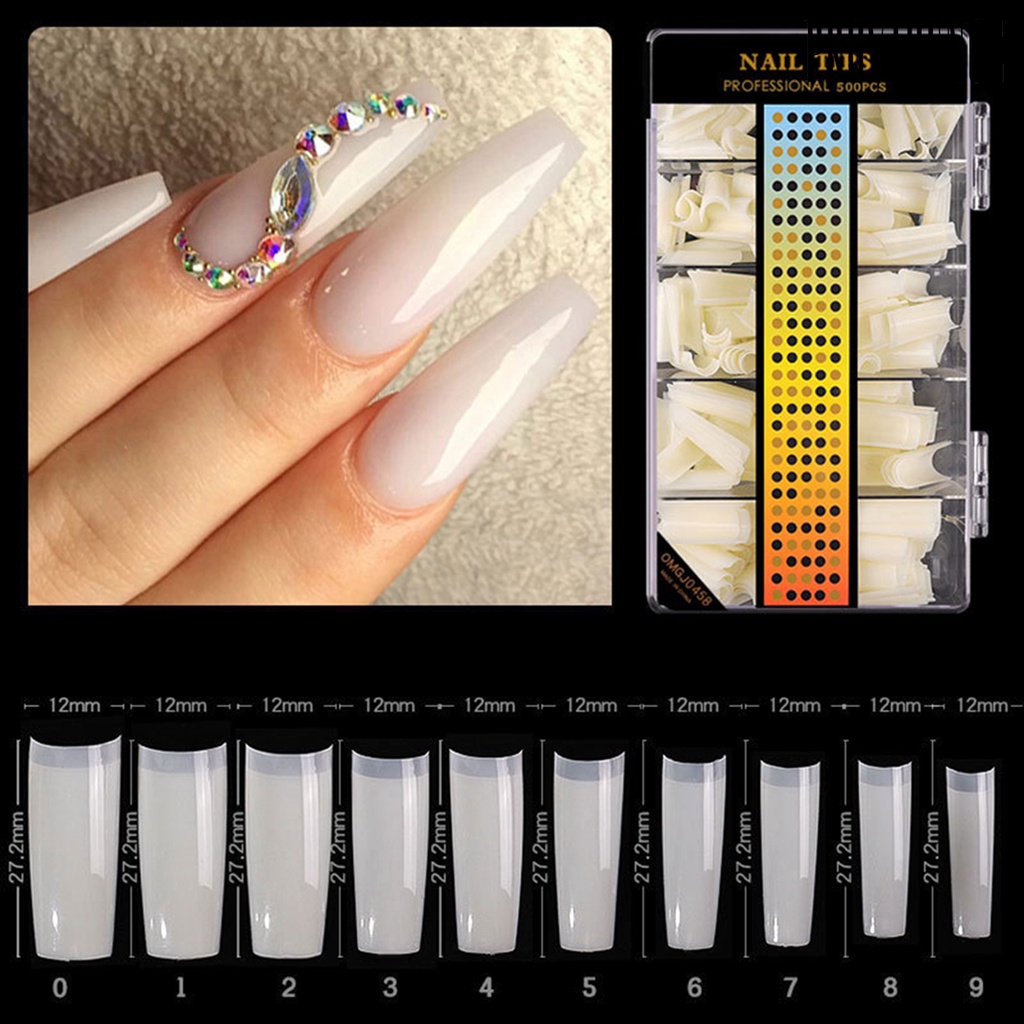 Providence 500Pcs C Curved Long Full Cover Frosted Extension Nails DIY Manicure Sticker