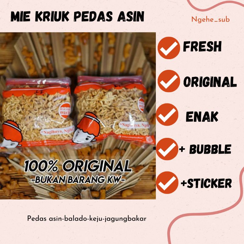 

Mie Kriuk Ngehe Pedas Asin 100% Original