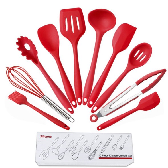 Jual ChinaTown Silicone Kitchen Utensil 10 in 1 Set Peralatan Dapur Spatula Sutil Whisk BPA