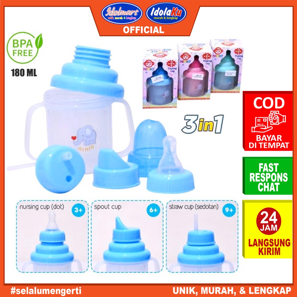 IDOLMART Baby training 3 in 1 cup ninio / Gelas Minum Bayi Surabaya