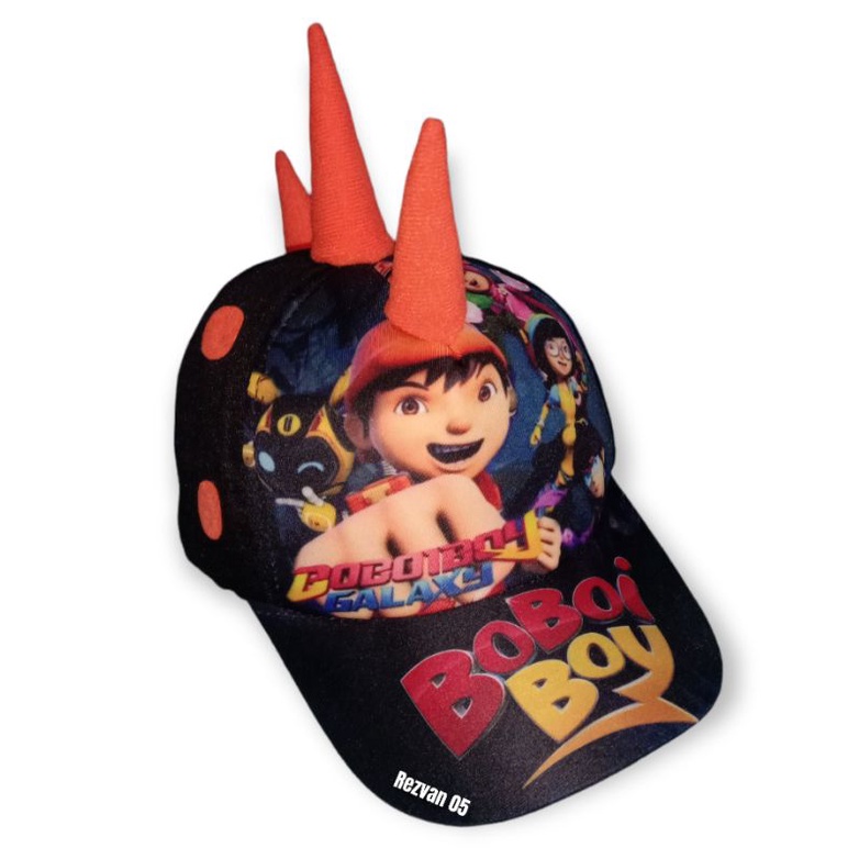 TOPI ANAK KARAKTER BOBOIBOY TANDUK,TOPI ANAK PRINT DEPAN ,TOPI ANAK USIA 2-7TAHUN-3