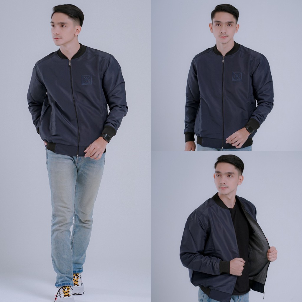 ARS JAKET PRIA CASUAL SIMPLE ORIGINAL REBEL ID / JAKET MOTOR PRIA / JAKET BOMBER / JAKET SGM-Bomber Simple> Navy