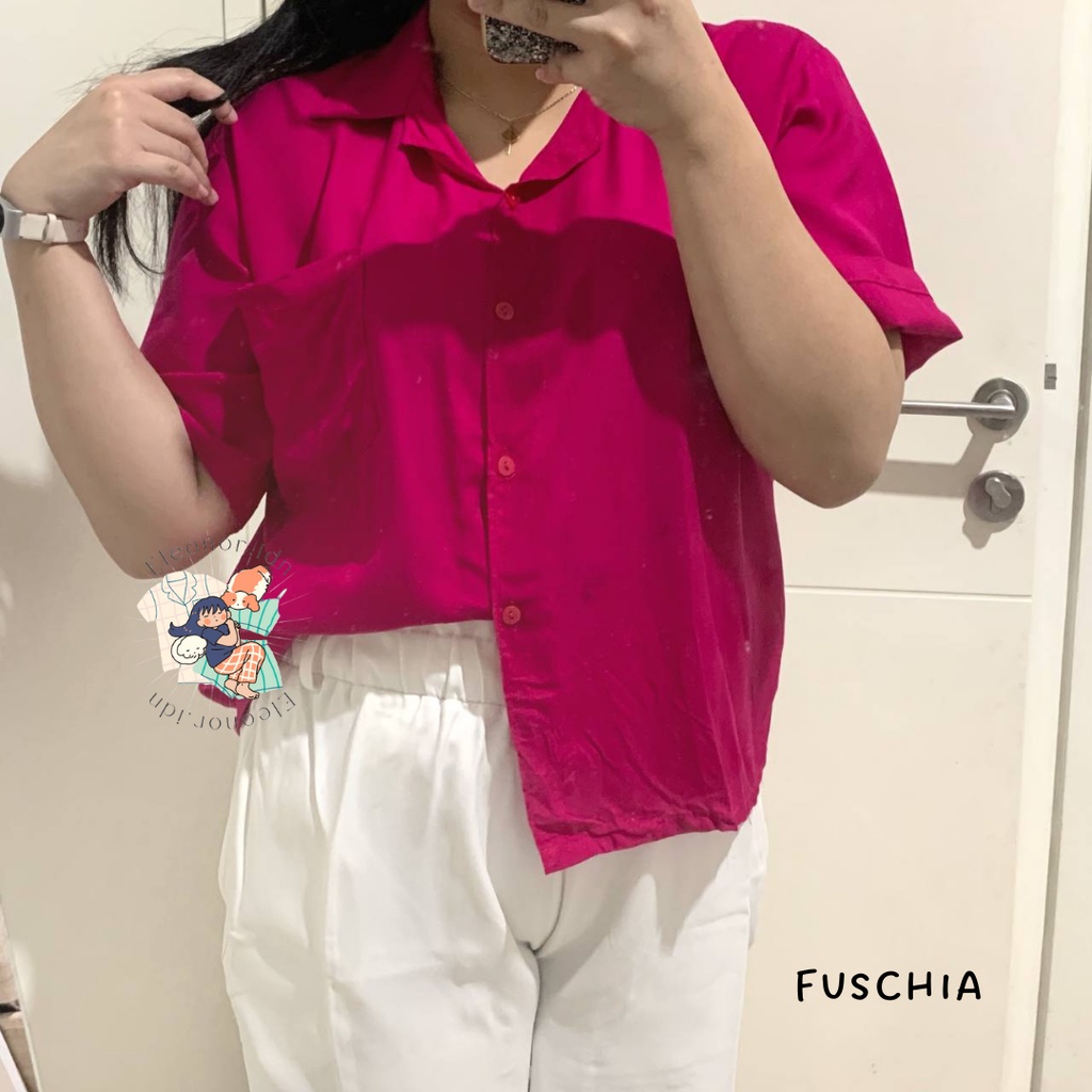 Kemeja Pendek Wanita Part 2 / Kemeja Polos Lengan pendek Rayon wanita / Kemeja Rayon pendek - Valley