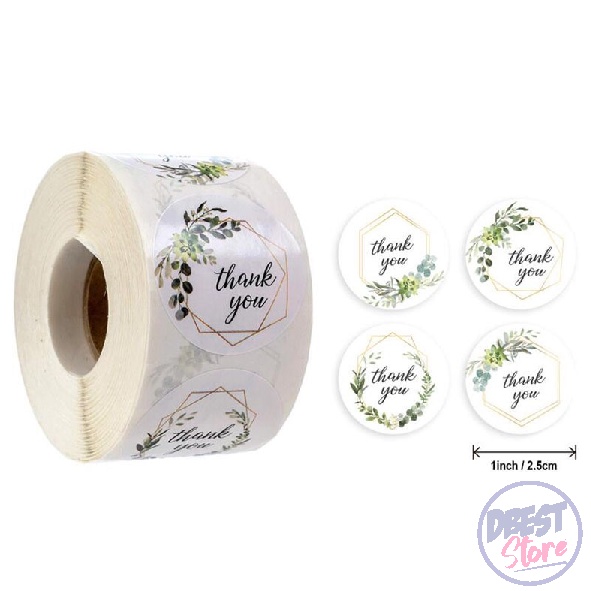 STICKER TAPE CUSTOM THANK YOU 1 ROLL ISI 500 PCS MADE WITH LOVE FOR YOUR ORDER HIJAB 2.5 CM