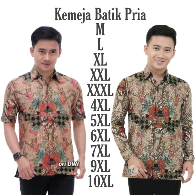 Kemeja Batik Pria Lengan Panjang dan Lengan Pendek Baju Batik Pria Baju Kantor size M L XL XXL Jumbo Big Size