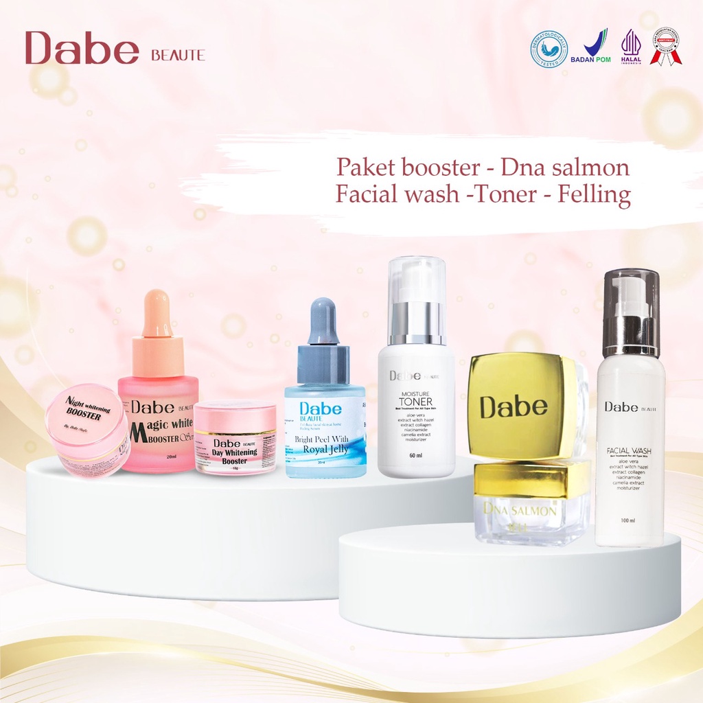 Paket Booster & Peeling Serum & Toner & DNA Salmon Jell & Facial Wash Dabe Beaute by  Bella Shofie R