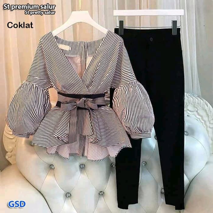 Setelan Grosir Dress-setelan celana wanita murah|st premium salur