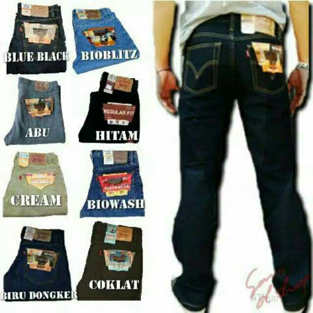 celana jeans standart Levis reguler pria ukuran 27-38