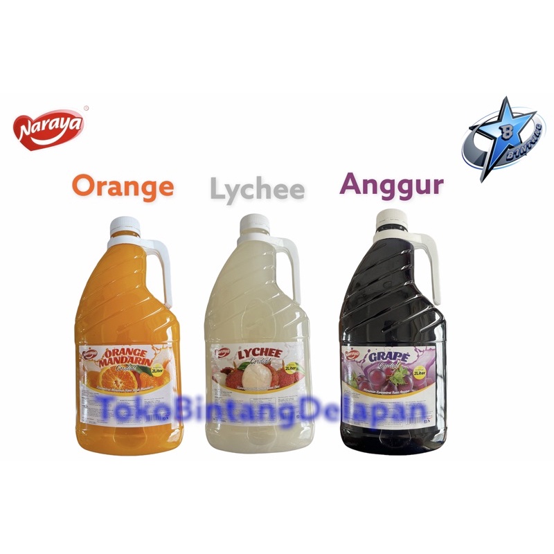 

Naraya cordial Sirup Lychee/Anggur/Jeruk