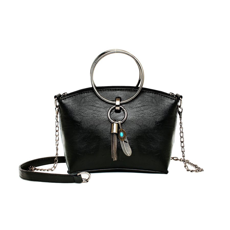 tas jinjing kecil fashion aksesoris permata hitam pegang bundar wanita