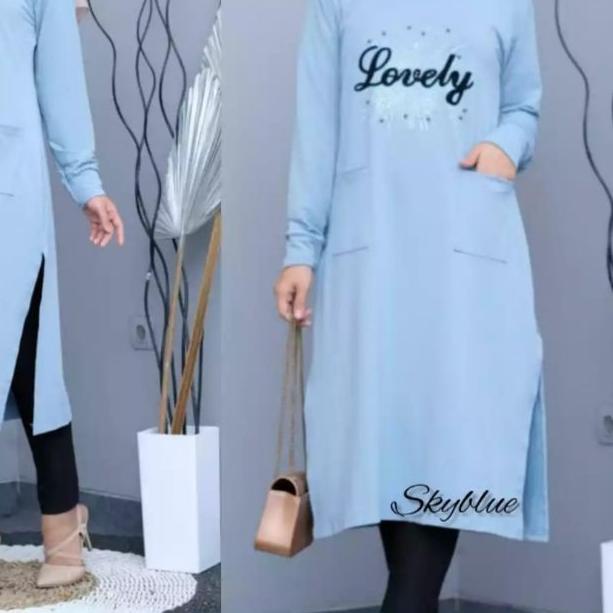 ➱ JF Tunik Kaos Babyterry Jumbo Wanita Muslimah Terbaru Tunik Wanita LOVELY MUTIARA Premium ➾