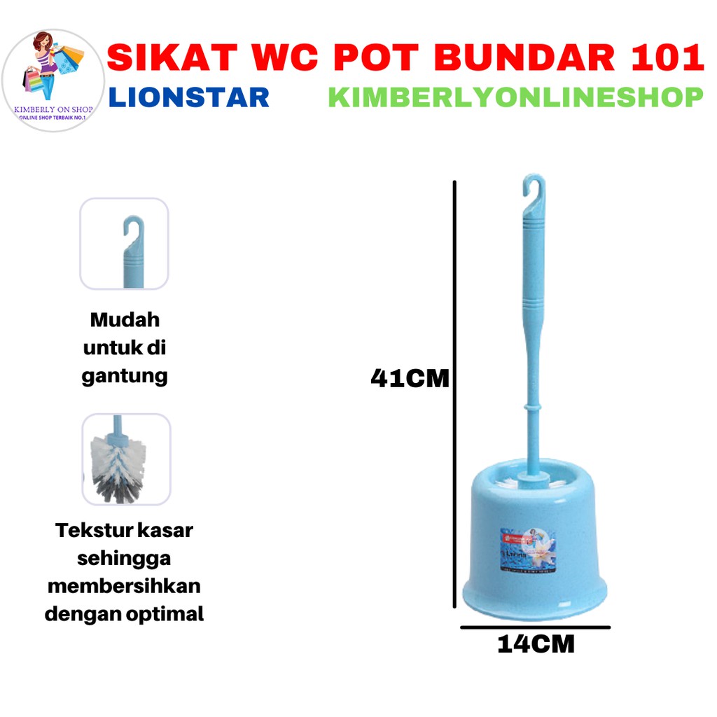 Sikat WC Closet Lion Star No. 101 + Pot BO-1 Bundar Sikat Toilet Bulat