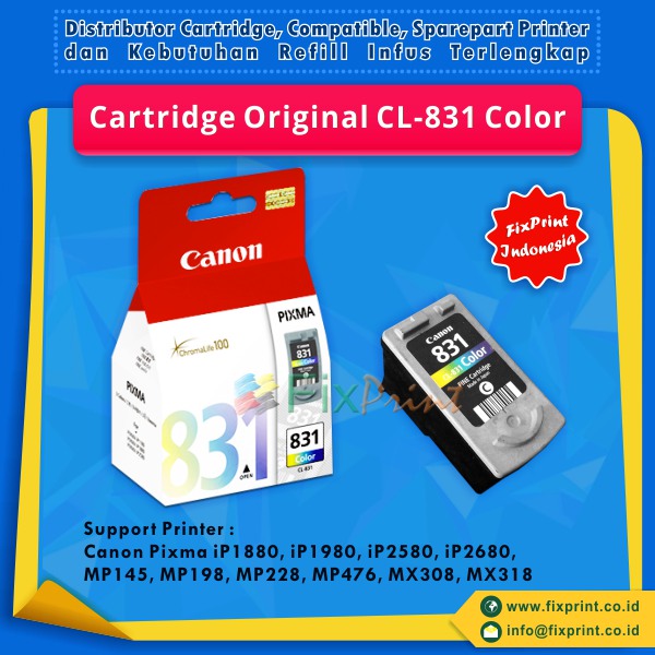 Cartridge tinta ori CL-831 COLOR Printer CANON MP145 MP198 MP228 FSB692