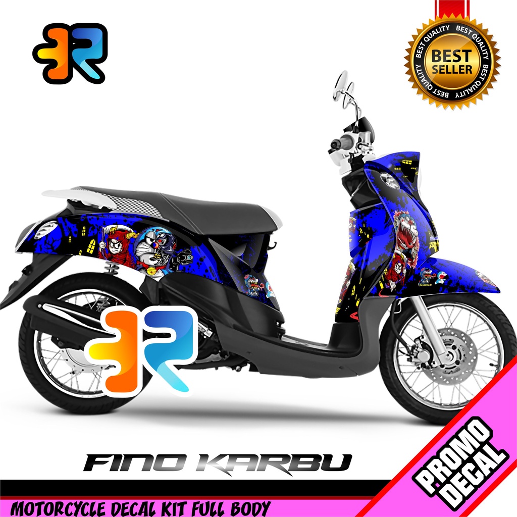 Decal Motor Fino Karbu Desain Doraemon Zombie Sticker Decal Full Body