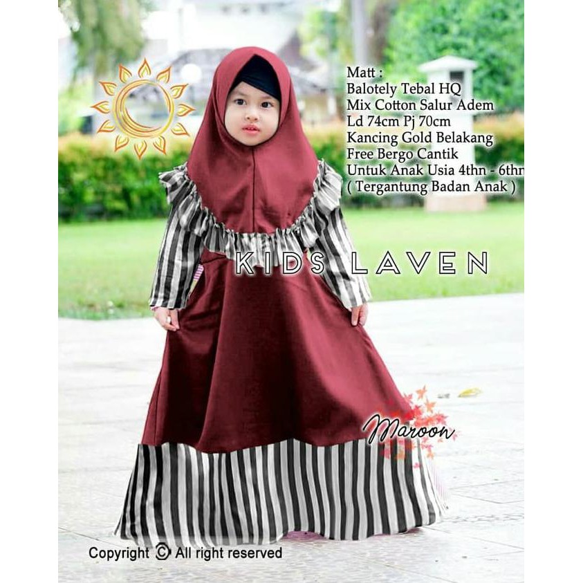 SYAR'I ANAK LAVEN / BAJU MUSLIM ANAK KECIL / BAJU NGAJI ANAK 4 TAHUN