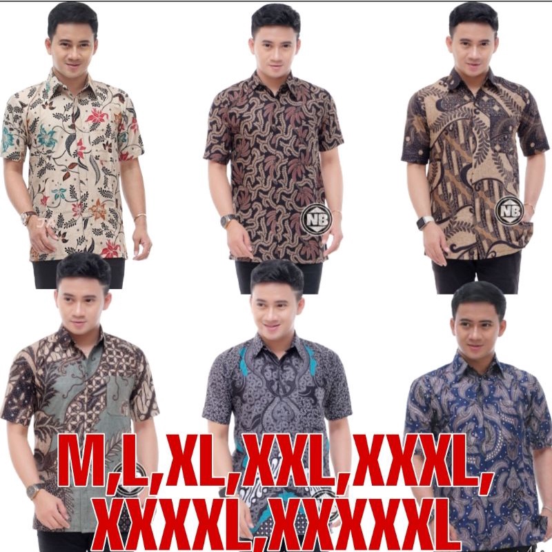 M, L, XL, XXL, XXXL, XXXXL, XXXXXL HEM KEMEJA BATIK PRIA LENGAN PENDEK TERVIRAL JUMBO BATIK ORIGINAL