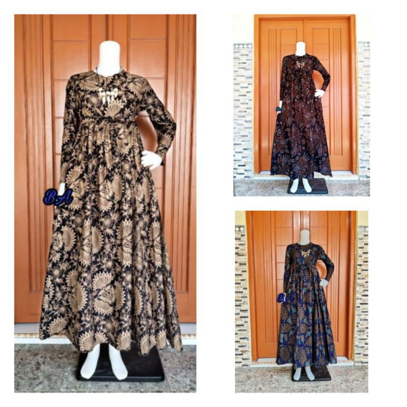 Gamis Batik Manggar, Padi,sekar,cantik,kubis,kipas,daun,ms Gamis