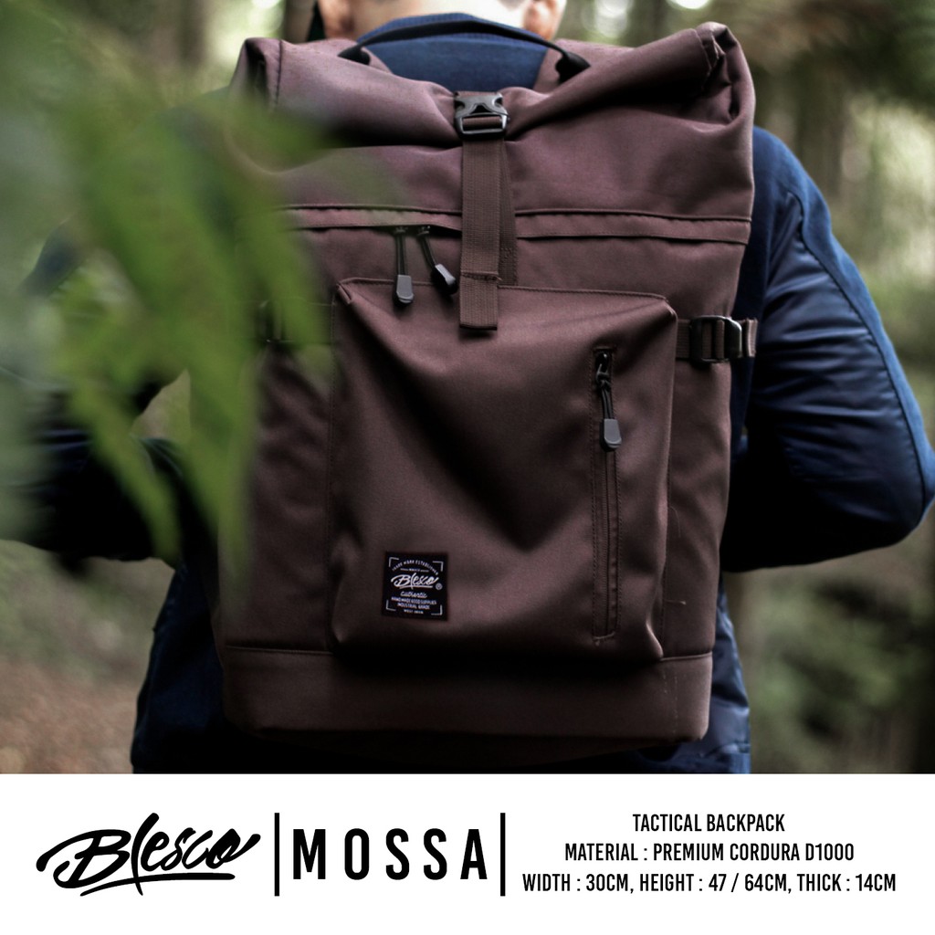 Ransel Carrier Pria - Blesco Mossa - Tas Punggung Pramuka Coklat Tas Kemping Naik Gunung Backpack