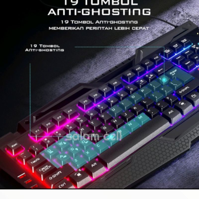 Keyboard Game GAMEN Gaming LED Backlit Mouse Keyboard Combo Station II Black Anti Ghosting 3600 DPI