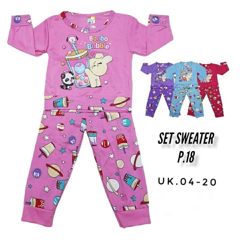 SET SWEATER ANAK PEREMPUAN UMUR 2-7 TAHUN MOTIF BUBBLE