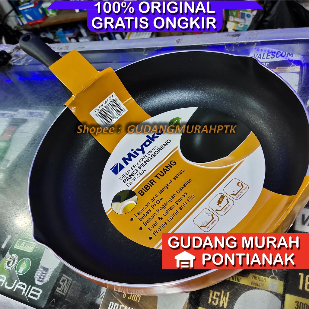 Panci Wajan Teflon Tinggi ANTI LENGKET Miyako Deep Frypan Tumis Miyako DFP 26 A Serbaguna Bibir Tinggi dan Luas permukaannya