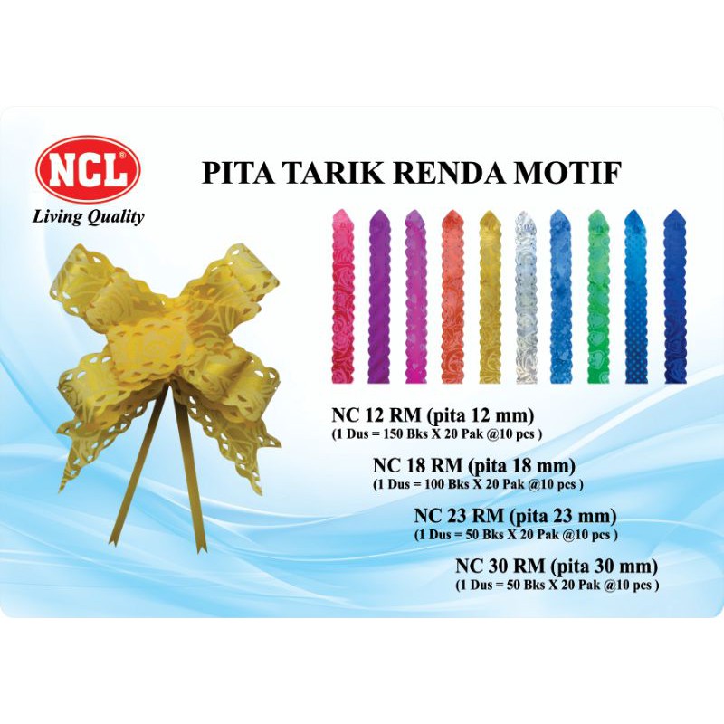 

NCL Pita Tarik / Pita Serut / Pita Kado Renda Motif / harga perpack