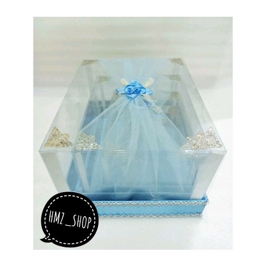 Kotak hantaran / kotak seserahan / box hantaran full mika model tile 1 set warna biru muda