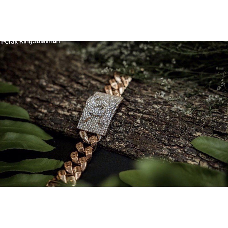 Gelang Perak Motif Chanel Rose Gold