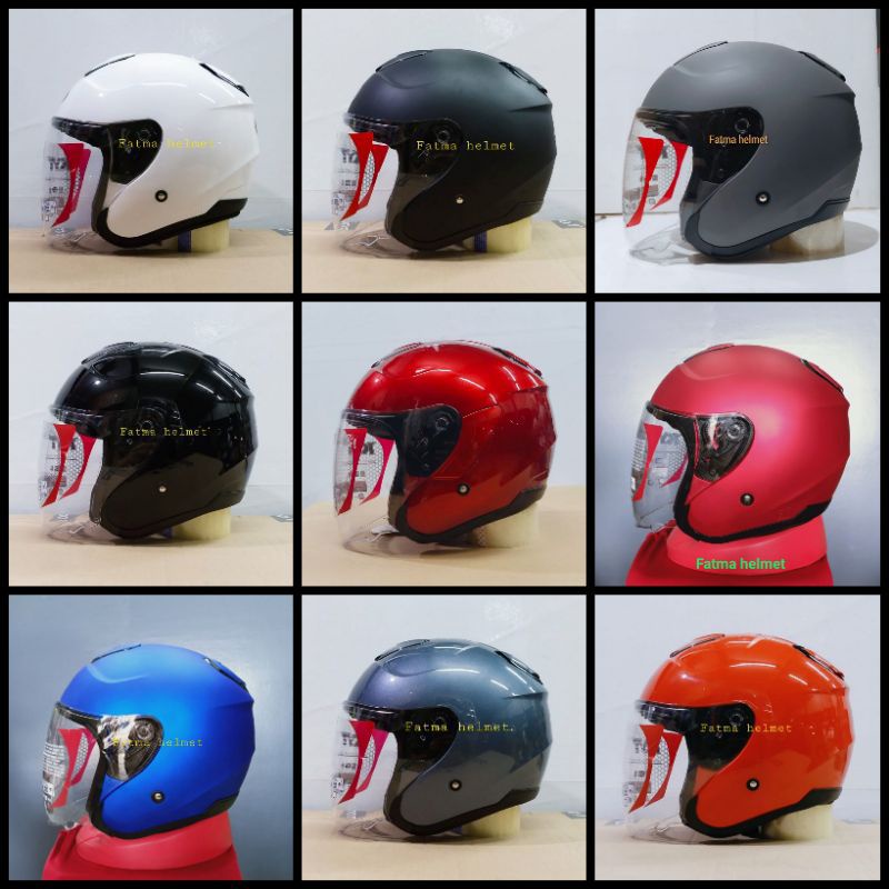 helm kyt kyoto polos warna putih black dop black glosy al grey merah dop biru dop gun metal termurah