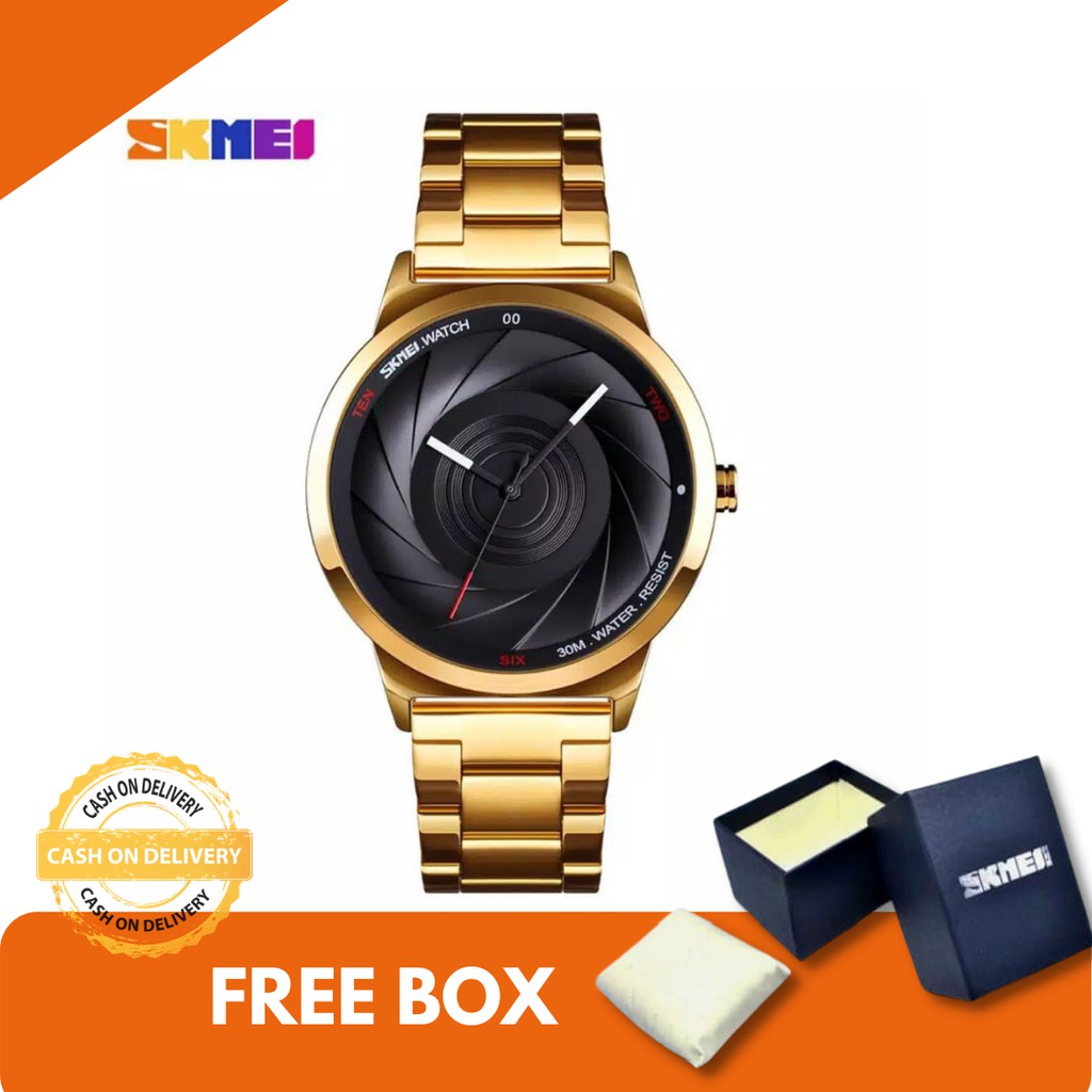 COD JAM TANGAN PRIA SKMEI 9210 TALI RANTAI MEWAH ANTI AIR GRATIS BOX &amp; BATERAI CADANGAN