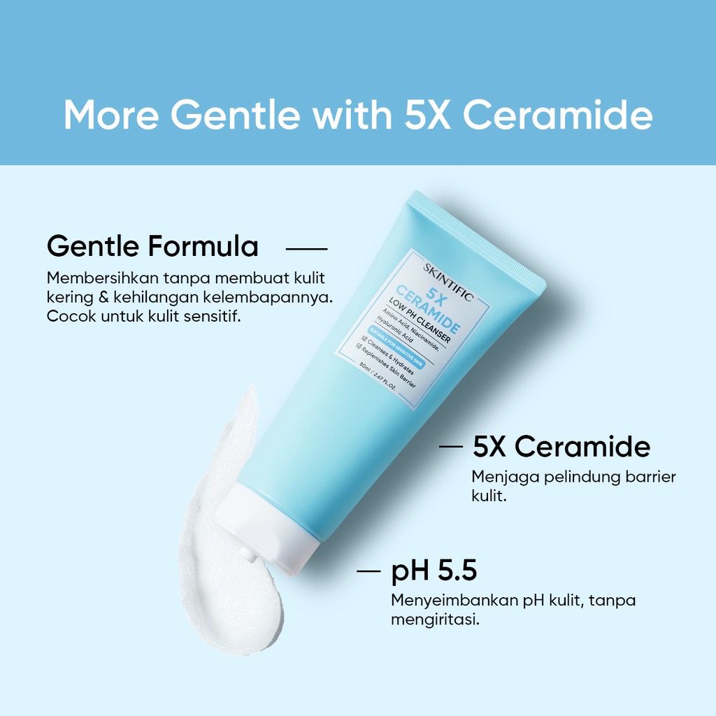 BPOM Skintific 5x Ceramide Low pH CLEANSER Gentle CLEANSER For Sensitive Skin 15ml Travel Size Mini