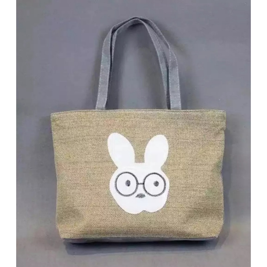 Tote Bag Korea Terbaru Murah-Tote Bag Rabbit-Tas Tote-Tas Belanja-Tas Sekolah-Tas Kuliah