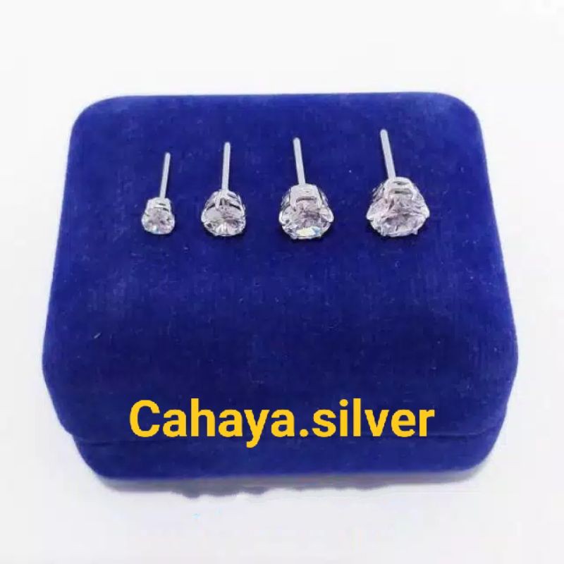 GIWANG DESI MATA DIAMOND ASLI PERAK 925 LAPIS MAS PUTIH