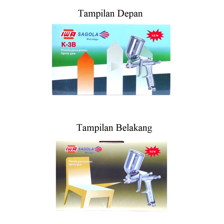 SAGOLA K3B K3 IWA Spray Gun Tabung Atas K3 K 3 / Alat Semprot Cat Sagola K3B Alat Semprot Cat kompresor alat pengecat